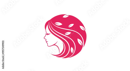 Woman profile with hair and leaves