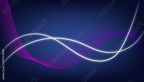 Glowing blue neon wave background with flowing curved lines, futuristic digital energy streaks, and smooth abstract motion design for modern technology visuals.