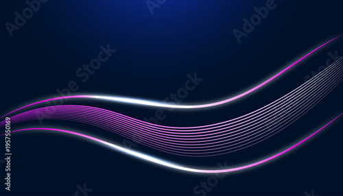 Glowing blue neon wave background with flowing curved lines, futuristic digital energy streaks, and smooth abstract motion design for modern technology visuals.