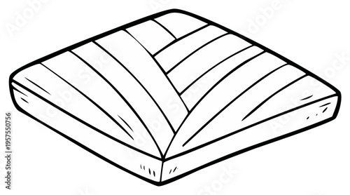 Isometric cushion illustration with abstract rectangular stripe pattern