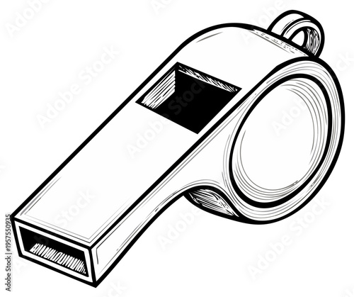 Illustration of a Whistle in Black and White