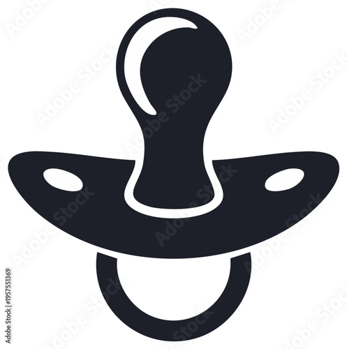 Simple Graphic Icon of a Baby Pacifier or Dummy in Solid Dark Color