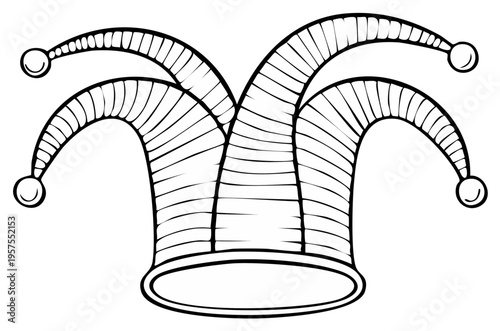 Jester Hat Silhouette Festive Headwear Cartoon Style Traditional Costume Accessory