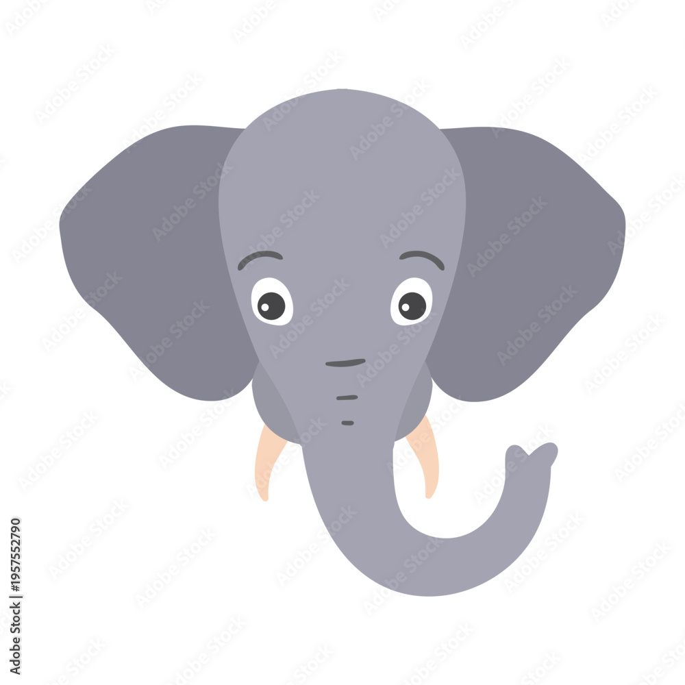 Fototapeta premium Elephant trunk ear ivory head muzzle flat sticker
