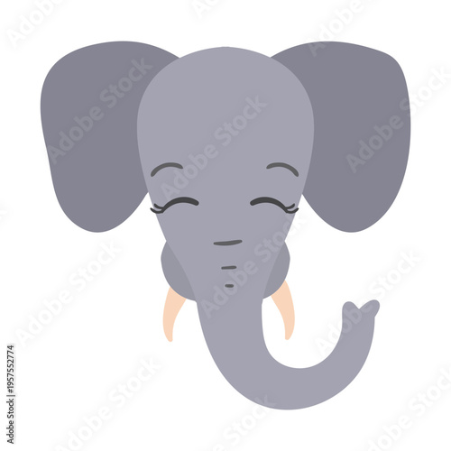 Elephant ear trunk ivory head muzzle flat sticker