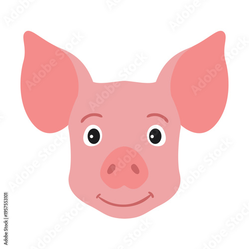 Pig head ear snout flat sticker