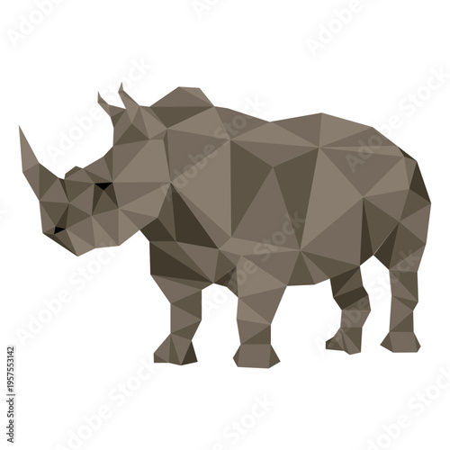 Rhino rhinoceros horn fat low poly