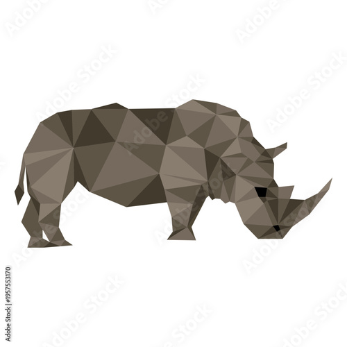 Rhinoceros rhino horn fat tail low poly