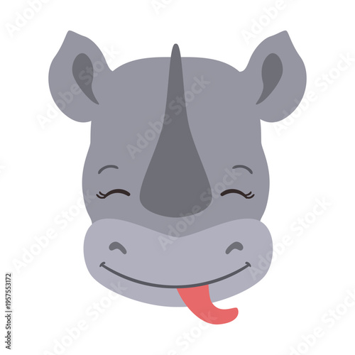Rhinoceros tongue rhino horn flat sticker