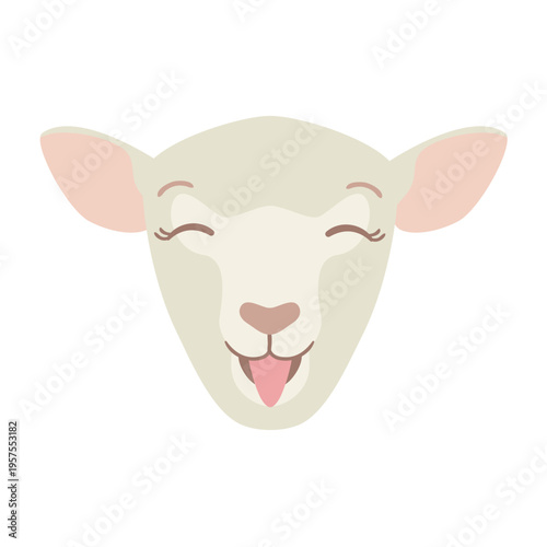 Sheep happy wool lamb flat sticker