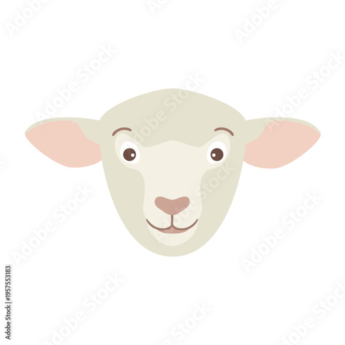 Sheep head wool lamb flat sticker