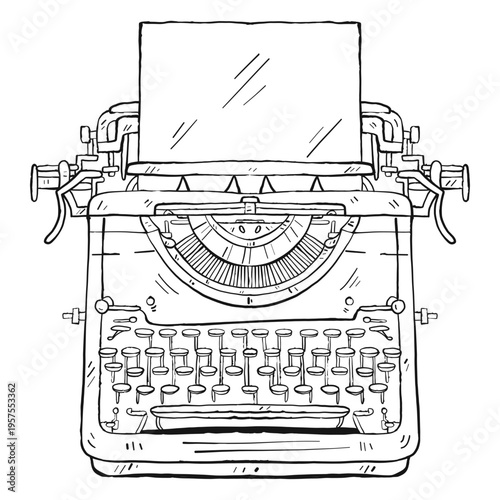 Typewriter paper button typing stroke