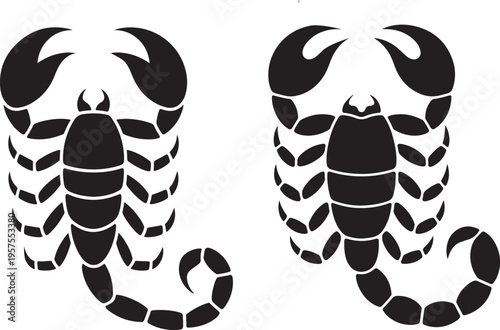 Black Scorpion Silhouettes Set  Minimalist Arachnid Vector Icons for Tattoo Design and Mascot Logos