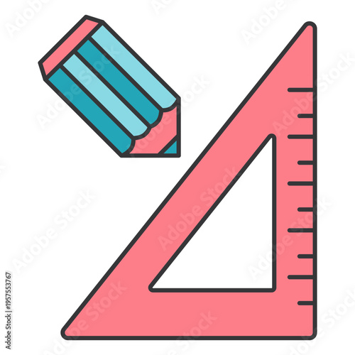 Pencil ruler centimeter centimetre triangle flat