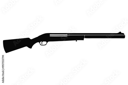 shotgun silhouette line art vector illustration