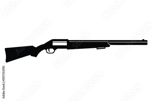 shotgun silhouette line art vector illustration