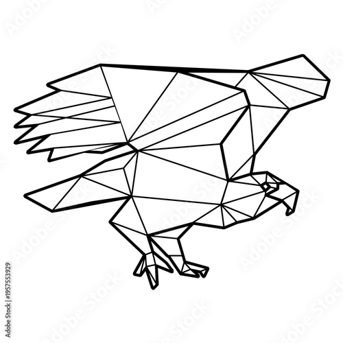 Bald eagle flapping polygonal