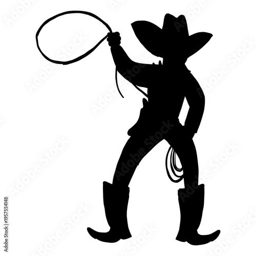 Cowboy with rope silhouette