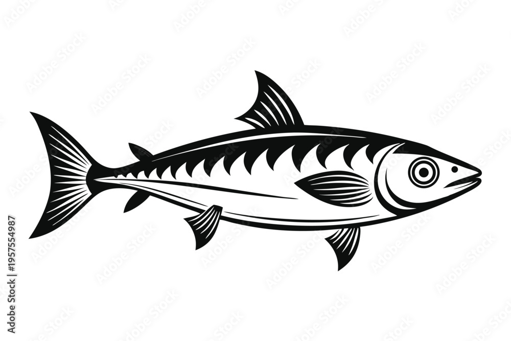 Fototapeta premium sardine silhouette line art vector illustration