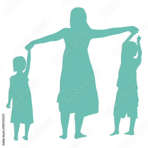 Mother daughter son child kid silhouette woman