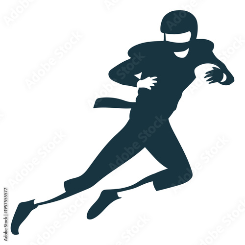 Player helmet ball outfit running football silhouette