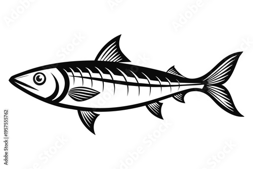 sardine silhouette line art vector illustration
