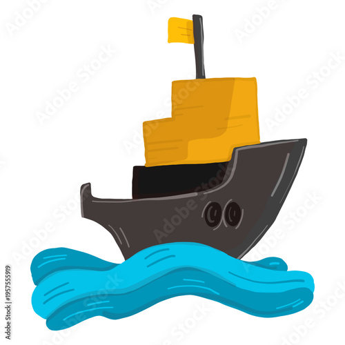 Ship sea deck wave illustration