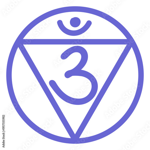 Third eye chakra line icon