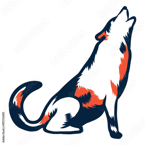 Wolf howling duotone