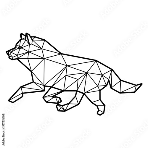 Wolf runing polygonal
