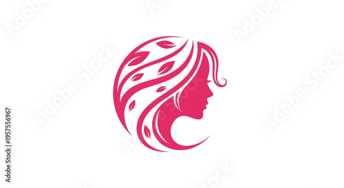 Woman profile with leaves logo