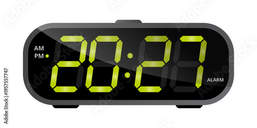 A digital clock shows the time as twenty twenty in the evening. The numbers are bright and easy to read. It is dark around the clock, indicating nighttime.