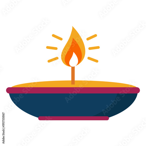 Candle fire flame plate spark flat
