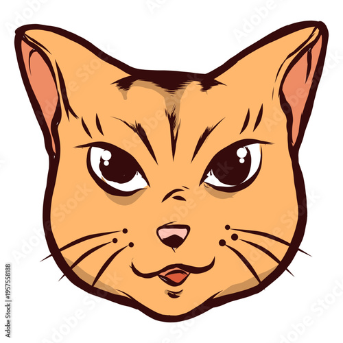 Cat muzzle joyful glad whisker ear illustration