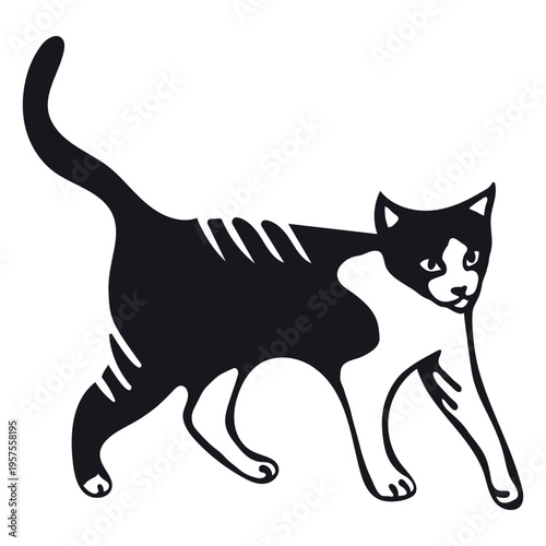 Cat muzzle tail stripe fur doodle