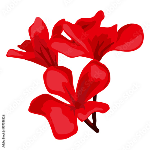 Flower stem bud petal flat