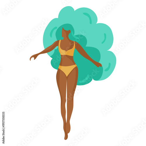 Girl women swimsuit bathing suit bra swimming trunks hair flat