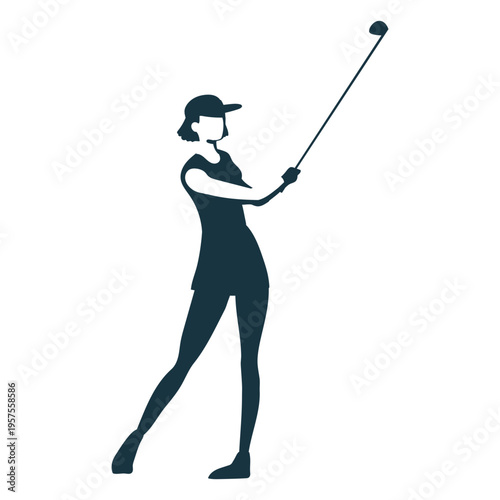 Player female hair cap skirt t shirt club detailed silhouette