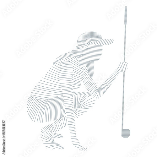 Player female hair club cap t shirt striped silhouette