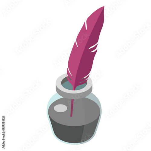 Feather inkpot inkwell flat