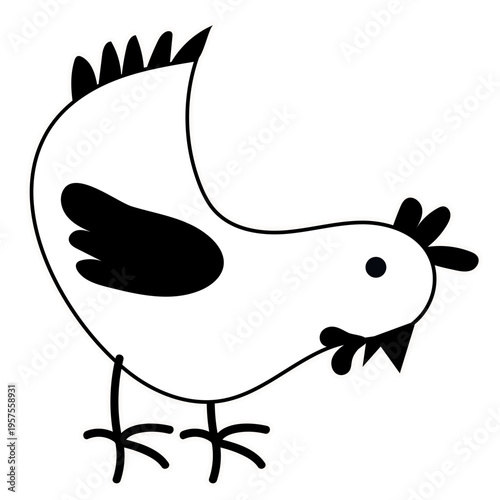 Hen beak wing leg crest stroke