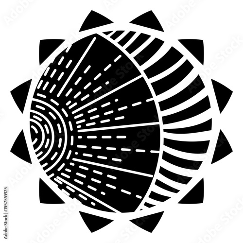 Moon sun crescent ray detailed silhouette