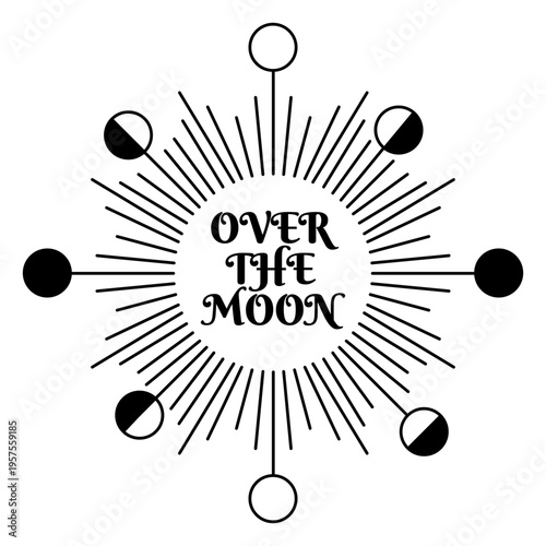 Over the moon moon ray sun crescent stroke
