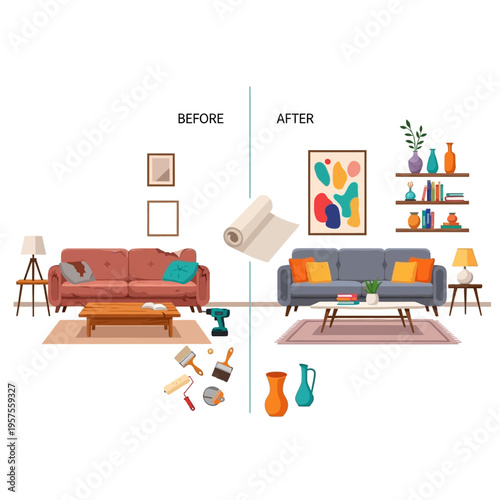 Home Renovation Before and After: Room Makeover with New Furniture and Decor