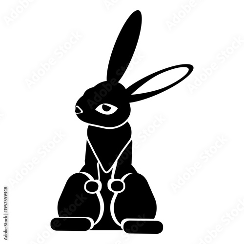 Rabbit bunny leg ear detailed silhouette