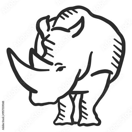Rhino rhinoceros ear horn doodle