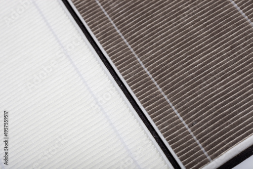 Air filters with pleated structure shown in clean studio closeup, ideal for automotive maintenance guides, ecommerce product listings or HVAC filtration concepts in vehicle service context