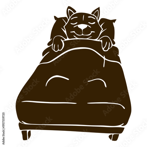 Cat sleeping bed detailed silhouette