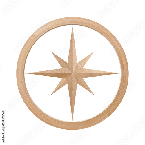 Wooden Compass Design on Display With Clean Lines and Simple Geometry in a Ne...