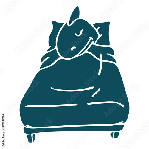 Shark sleeping bed detailed silhouette
